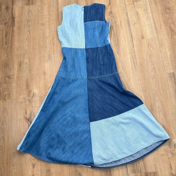 Akris Punto Denim Patchwork Denim Midi Dress Scandi Luxury Artsy - Picture 5 of 12